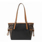 Miss Lulu Elegant Tote Bag With Monogram Pattern - Black And Brown