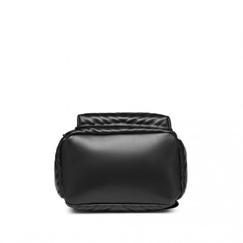 Miss Lulu Water-Resistant Chic PU Leather Backpack - Black