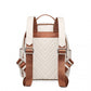 Miss Lulu Water-Resistant Chic PU Leather Backpack - Beige And Brown