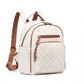 Miss Lulu Water-Resistant Chic PU Leather Backpack - Beige And Brown