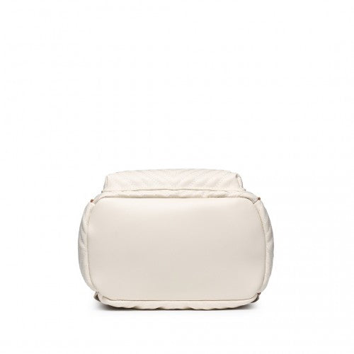 Miss Lulu Water-Resistant Chic PU Leather Backpack - Beige And Brown