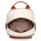 Miss Lulu Water-Resistant Chic PU Leather Backpack - Beige And Brown