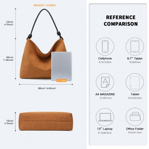 Miss Lulu Minimalist Chic Tote With Personality - Brown