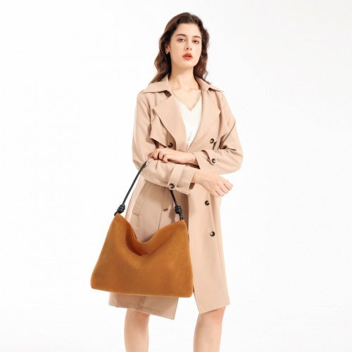 Miss Lulu Minimalist Chic Tote With Personality - Brown