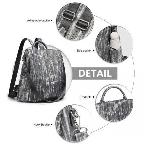 Miss Lulu Versatile Anti-Theft PU Leather Convertible Bag And Backpack - Black