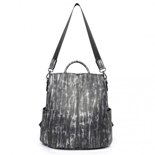 Miss Lulu Versatile Anti-Theft PU Leather Convertible Bag And Backpack - Black