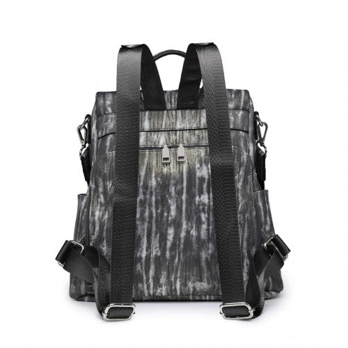Miss Lulu Versatile Anti-Theft PU Leather Convertible Bag And Backpack - Black