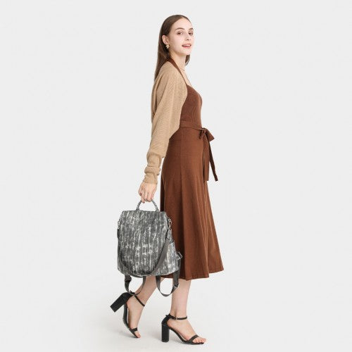 Miss Lulu Versatile Anti-Theft PU Leather Convertible Bag And Backpack - Black