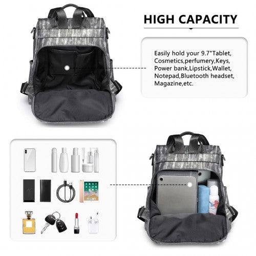Miss Lulu Versatile Anti-Theft PU Leather Convertible Bag And Backpack - Black