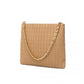 Miss Lulu Sophisticated Embossed PU Leather Commuter Shoulder Bag With Chain Strap - Camel