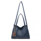 Miss Lulu Chic Embossed Tote With Tassel Detail And Card Pouch - Navy