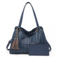 Miss Lulu Chic Embossed Tote With Tassel Detail And Card Pouch - Navy