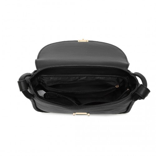 Miss Lulu Fashion Leather Commute Flap Small Square Bag - Black