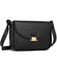 Miss Lulu Fashion Leather Commute Flap Small Square Bag - Black