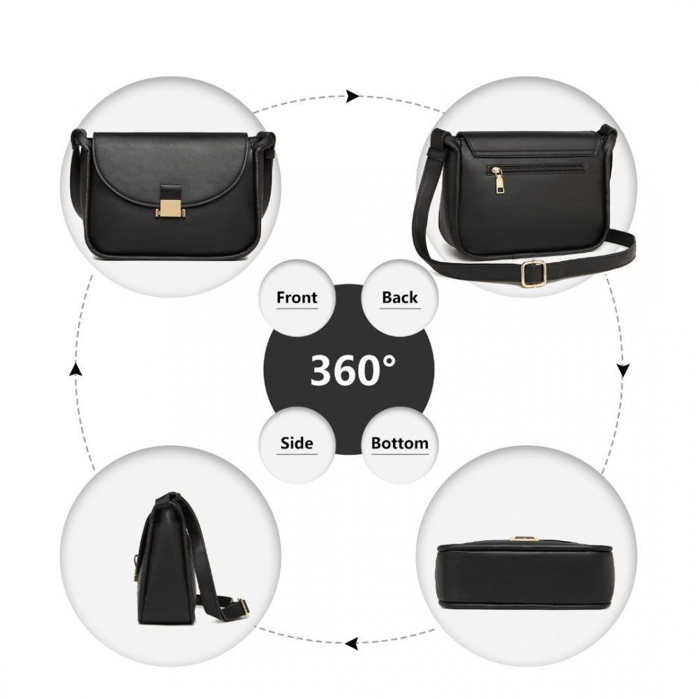 Miss Lulu Fashion Leather Commute Flap Small Square Bag - Black