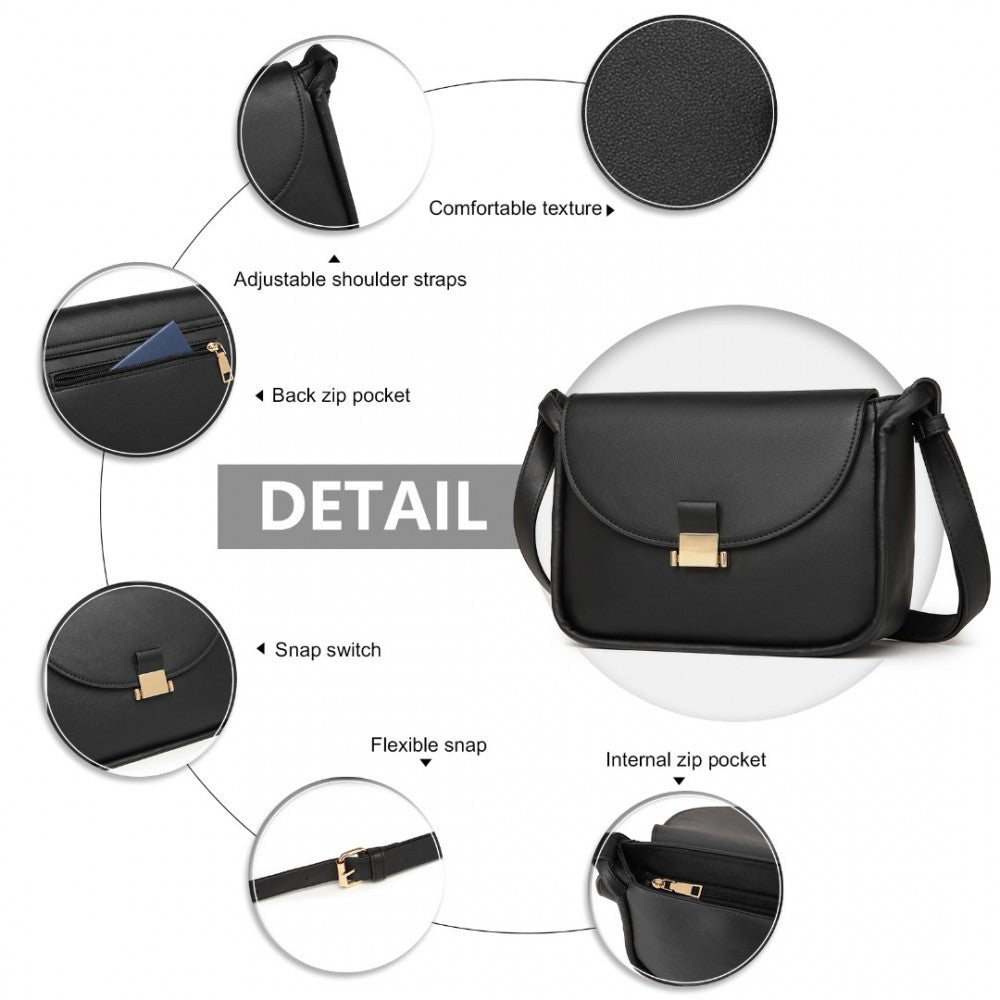 Miss Lulu Fashion Leather Commute Flap Small Square Bag - Black