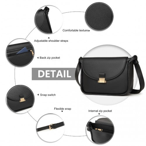 Miss Lulu Fashion Leather Commute Flap Small Square Bag - Black