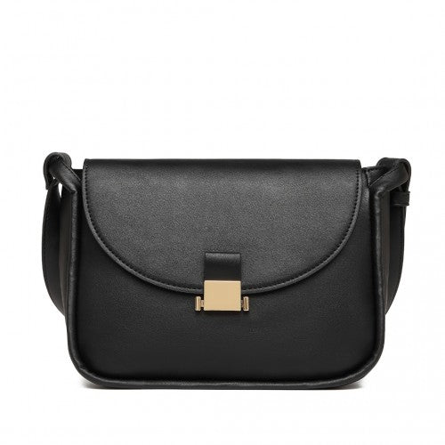Miss Lulu Fashion Leather Commute Flap Small Square Bag - Black