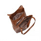 Miss Lulu Soft Leather Multiple Pocket Tote Shoulder Bag - Brown