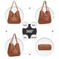 Miss Lulu Soft Leather Multiple Pocket Tote Shoulder Bag - Brown