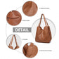 Miss Lulu Soft Leather Multiple Pocket Tote Shoulder Bag - Brown