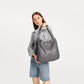 Miss Lulu Soft Leather Multiple Pocket Tote Shoulder Bag - Black