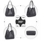 Miss Lulu Soft Leather Multiple Pocket Tote Shoulder Bag - Grey