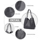 Miss Lulu Soft Leather Multiple Pocket Tote Shoulder Bag - Grey