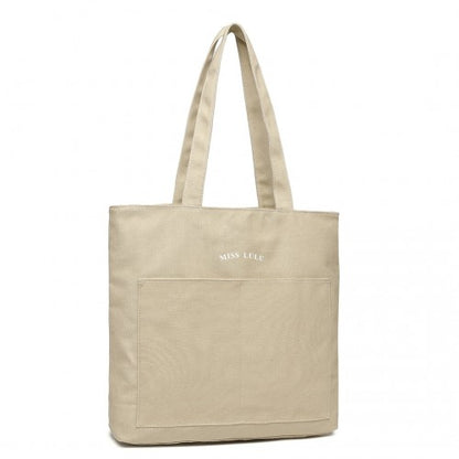 Miss Lulu Large Capacity Canvas Shopping Shoulder Bag - Khaki