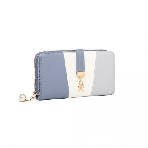 Miss Lulu Tri Colour Women's Leather Look Purse - Azure