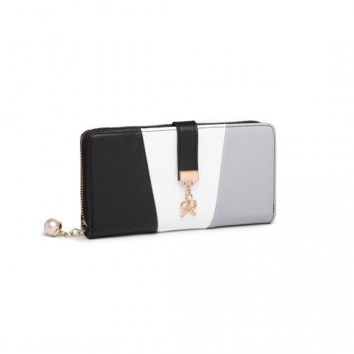 Miss Lulu Tri Colour Women's Leather Look Purse - Black