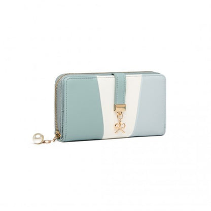 Miss Lulu Tri Colour Women's Leather Look Purse - Light Blue