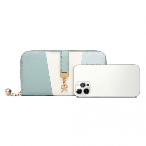 Miss Lulu Tri Colour Women's Leather Look Purse - Light Blue