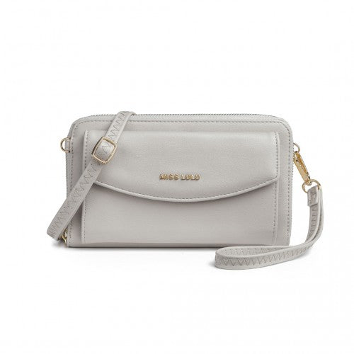 Miss Lulu Women's Leather Touch Screen Wrist Wallet - Light Grey