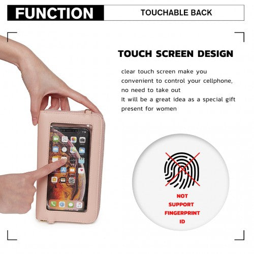 Miss Lulu Women's Leather Touch Screen Wrist Wallet - Pink