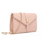 Miss Lulu V-Stitched Flap Leather Chain Bag - Pink