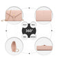 Miss Lulu V-Stitched Flap Leather Chain Bag - Pink