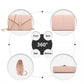 Miss Lulu V-Stitched Flap Leather Chain Bag - Pink