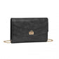 Miss Lulu Elegant Flap Clutch Leather Chain Evening Bag -Black