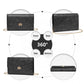 Miss Lulu Elegant Flap Clutch Leather Chain Evening Bag -Black