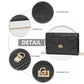 Miss Lulu Elegant Flap Clutch Leather Chain Evening Bag -Black