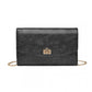 Miss Lulu Elegant Flap Clutch Leather Chain Evening Bag -Black