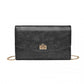 Miss Lulu Elegant Flap Clutch Leather Chain Evening Bag -Black