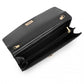 Miss Lulu Elegant Flap Clutch Leather Chain Evening Bag -Black