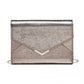 Miss Lulu Glitter Envelope Flap Clutch Evening Bag - Grey
