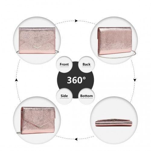 Miss Lulu Glitter Envelope Flap Clutch Evening Bag - Pink