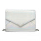 Miss Lulu Glitter Envelope Flap Clutch Evening Bag - Silver