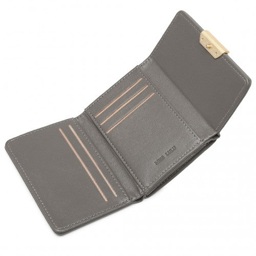 Miss Lulu PU Leather Half-Circle Petal Clasp Wallet - Grey