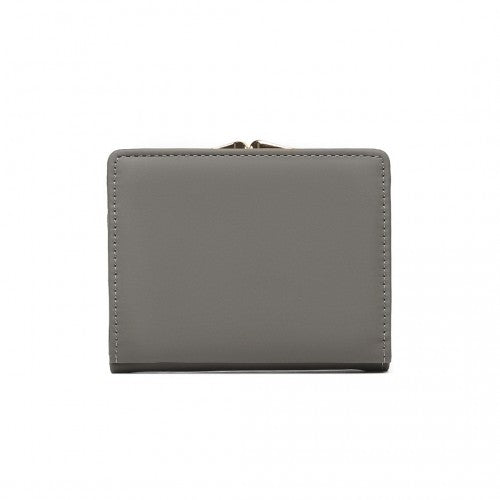 Miss Lulu PU Leather Half-Circle Petal Clasp Wallet - Grey