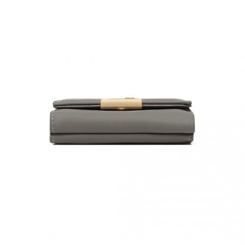 Miss Lulu PU Leather Half-Circle Petal Clasp Wallet - Grey